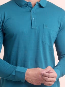 BASIC POLO NECK FULL SLEEVE - BOTTLEGREEN