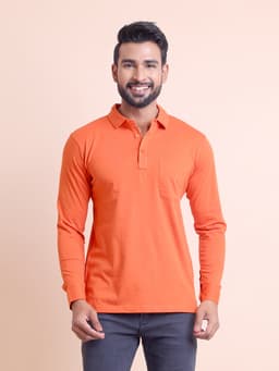 BASIC POLO NECK FULL SLEEVE - RUST