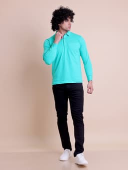 BASIC POLO NECK FULL SLEEVE - SEAGREEN