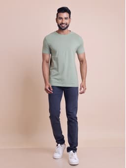 BASIC STRETCHABLE ROUND NECK HALF SLEEVE T-SHIRT