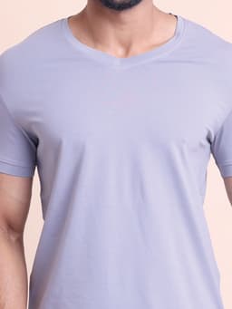 BASIC STRETCHABLE V NECK HALF SLEEVE T-SHIRT