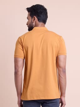 BASIC STRETCHABLE MANDARIN COLLAR HALF SLEEVE T-SHIRT