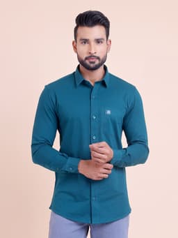 BASIC SOLID FULL SLEEVE KNITTED SHIRT