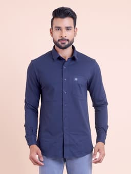 BASIC SOLID FULL SLEEVE KNITTED SHIRT