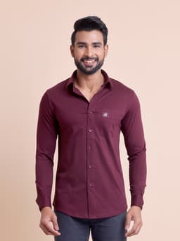 BASIC SOLID FULL SLEEVE KNITTED SHIRT