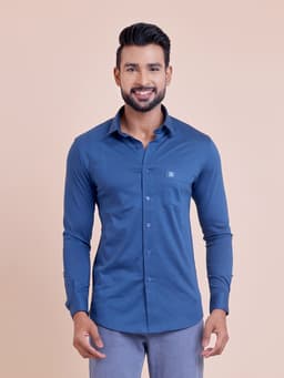 BASIC SOLID FULL SLEEVE KNITTED SHIRT