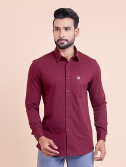 BASIC SOLID FULL SLEEVE KNITTED SHIRT