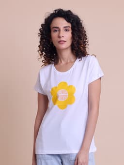 LADIES PRINTED ROUND NECK HALF SLEEVE T-SHIRT