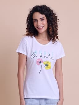 LADIES PRINTED ROUND NECK HALF SLEEVE T-SHIRT