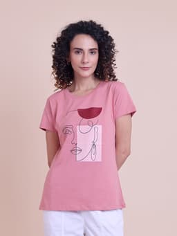 LADIES PRINTED ROUND NECK HALF SLEEVE T-SHIRT