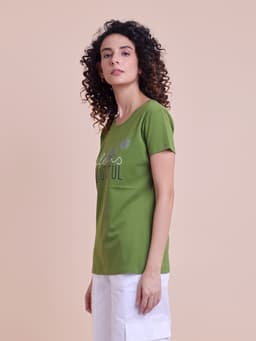 LADIES PRINTED ROUND NECK HALF SLEEVE T-SHIRT