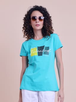 LADIES PRINTED ROUND NECK HALF SLEEVE T-SHIRT