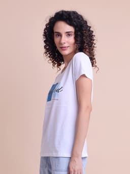 LADIES PRINTED ROUND NECK HALF SLEEVE T-SHIRT