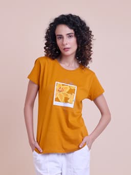 LADIES PRINTED ROUND NECK HALF SLEEVE T-SHIRT