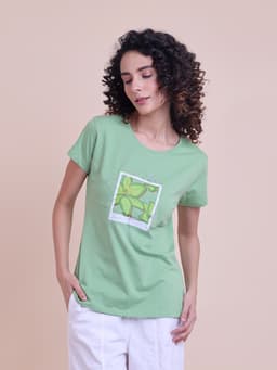 LADIES PRINTED ROUND NECK HALF SLEEVE T-SHIRT