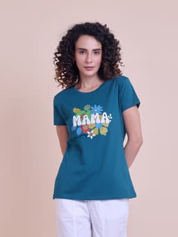 LADIES PRINTED ROUND NECK HALF SLEEVE T-SHIRT