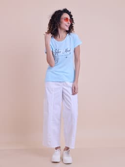 LADIES PRINTED ROUND NECK HALF SLEEVE T-SHIRT