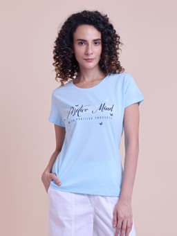 LADIES PRINTED ROUND NECK HALF SLEEVE T-SHIRT