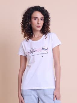 LADIES PRINTED ROUND NECK HALF SLEEVE T-SHIRT