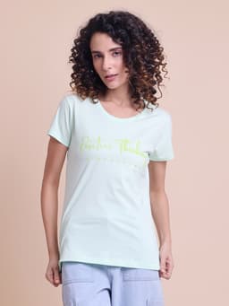 LADIES PRINTED ROUND NECK HALF SLEEVE T-SHIRT