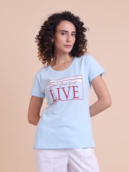 LADIES PRINTED ROUND NECK HALF SLEEVE T-SHIRT