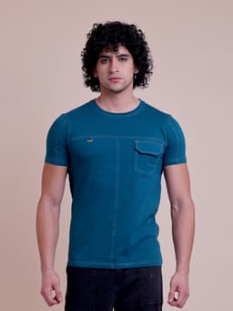FASHION REGULAR FIT PREMIUM SOILD COLOUR CUT & SEW ROUND NECK T-SHIRT - BOTTLEGREEN