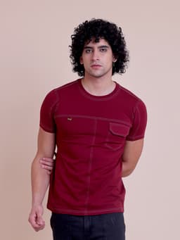 FASHION REGULAR FIT PREMIUM SOILD COLOUR CUT & SEW ROUND NECK T-SHIRT