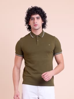 BASIC PREMIUM STRETCHABLE POLO NECK HALF SLEEVE T-SHIRT