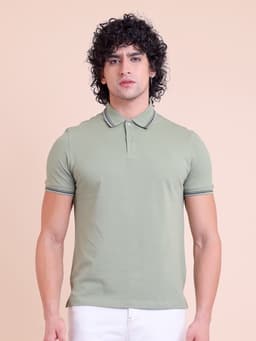 BASIC PREMIUM STRETCHABLE POLO NECK HALF SLEEVE T-SHIRT
