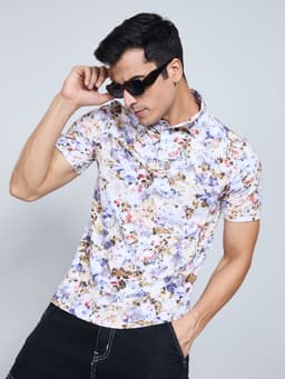 DIGITAL PRINTED PREMIUM STRETCHABLE POLO NECK HALF SLEEVE T-SHIRT