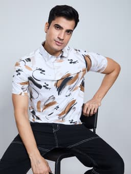 DIGITAL PRINTED PREMIUM STRETCHABLE POLO NECK HALF SLEEVE T-SHIRT