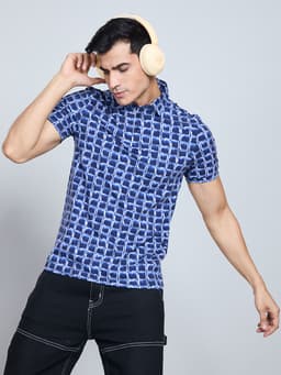 DIGITAL PRINTED PREMIUM STRETCHABLE POLO NECK HALF SLEEVE T-SHIRT