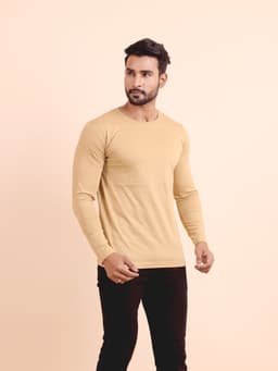 BASIC ROUND NECK FULL SLEEVE - BEIGE
