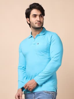 BASIC POLO NECK FULL SLEEVE - SKYBLUE