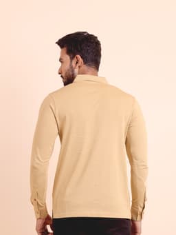 BASIC POLO NECK FULL SLEEVE - BEIGE