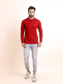 BASIC POLO NECK FULL SLEEVE - BRICKRED