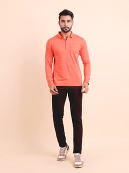 BASIC POLO NECK FULL SLEEVE - FUCHISIA