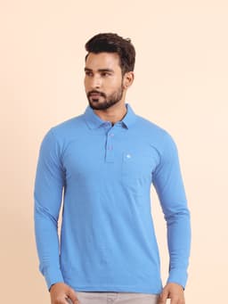 BASIC POLO NECK FULL SLEEVE - IRISBLUE