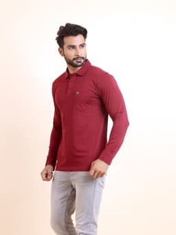 BASIC POLO NECK FULL SLEEVE - MAROON
