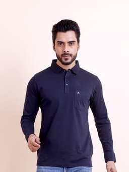 BASIC POLO NECK FULL SLEEVE - NAVY