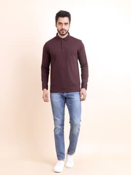 BASIC POLO NECK FULL SLEEVE - WINE