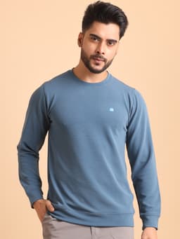 PREMIUM ROUND NECK FULL SLEEVE RIB T-SHIRT -AIRFORCE