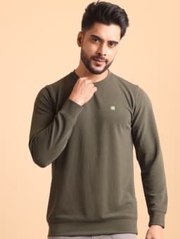 PREMIUM ROUND NECK FULL SLEEVE RIB T-SHIRT-OLIVE