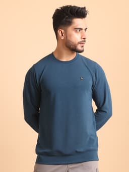 PREMIUM ROUND NECK FULL SLEEVE RIB T-SHIRT-PETROL
