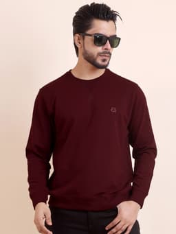 BASIC PREMIUM LOOPKNIT FULL SLEEVE ROUND NECK SWEAT SHIRT - MAROON