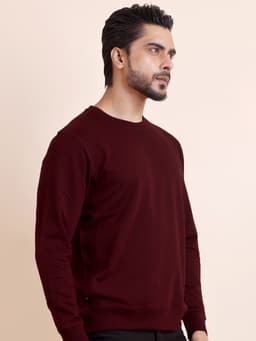 BASIC PREMIUM LOOPKNIT FULL SLEEVE ROUND NECK SWEAT SHIRT - MAROON
