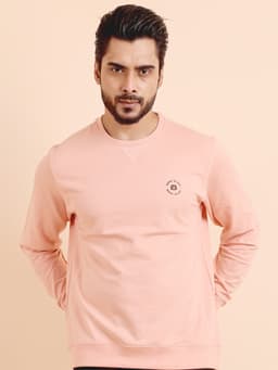 BASIC PREMIUM LOOPKNIT FULL SLEEVE ROUND NECK SWEAT SHIRT - PEACH