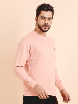 BASIC PREMIUM LOOPKNIT FULL SLEEVE ROUND NECK SWEAT SHIRT - PEACH