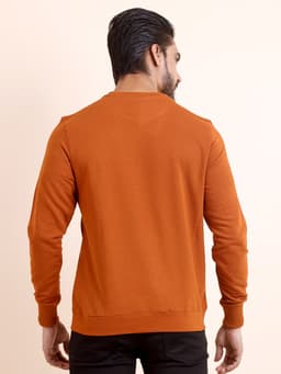 BASIC PREMIUM LOOPKNIT FULL SLEEVE ROUND NECK SWEAT SHIRT - RUST