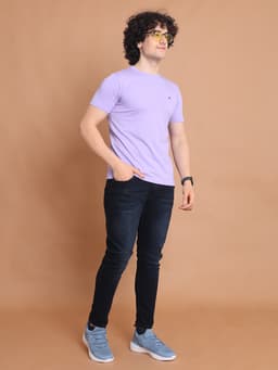BASIC ROUND NECK HALF SLEEVE - LAVENDER